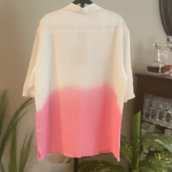 120% LINO - Men's Linen White and Pink Button Down Shirt - NEW - Picture 3 of 9